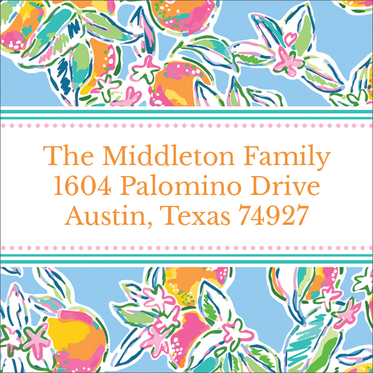 Just Peachy Square Address Labels